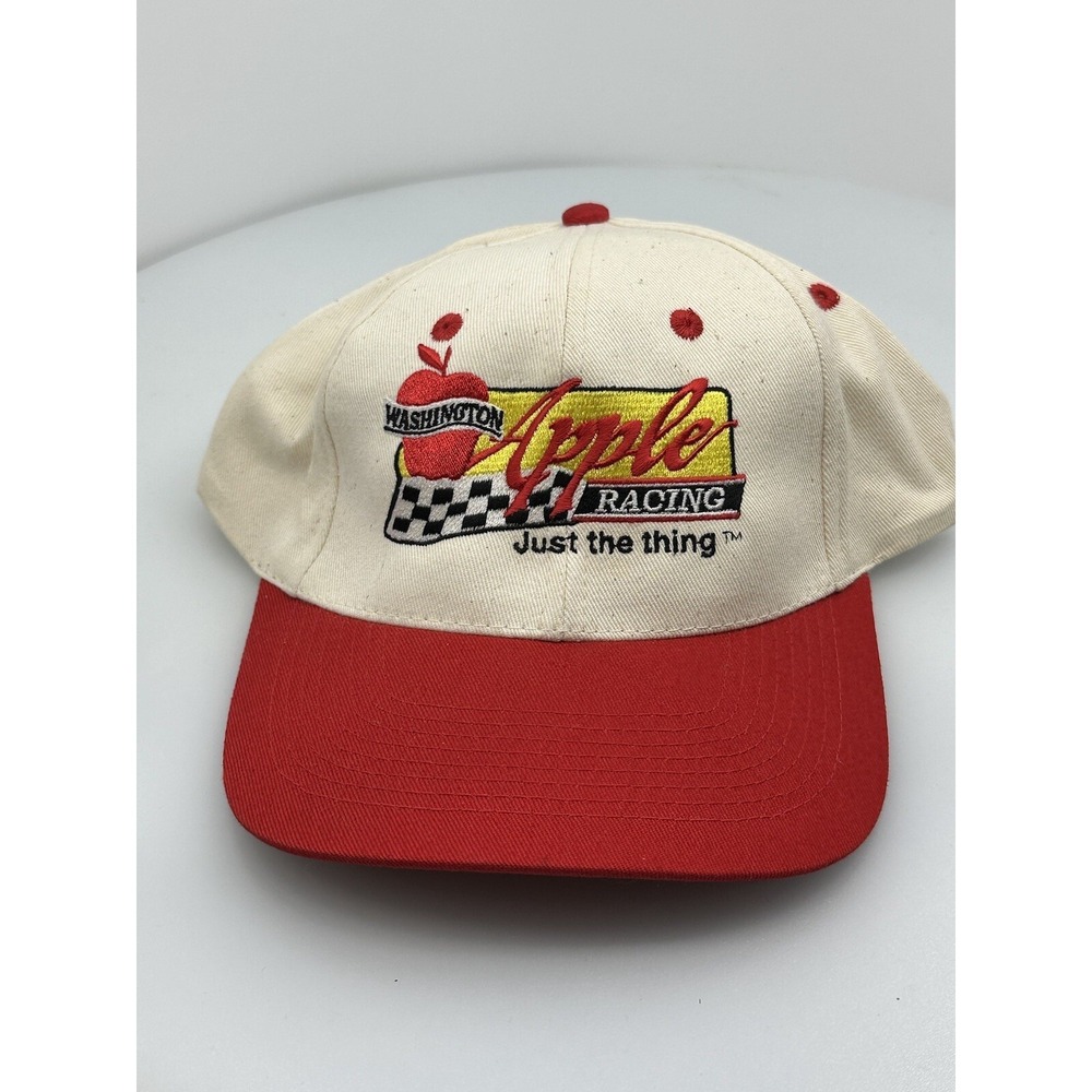 Washington Apple Racing Hat Cap Snap Back White Red Adjustable Men's Vintage